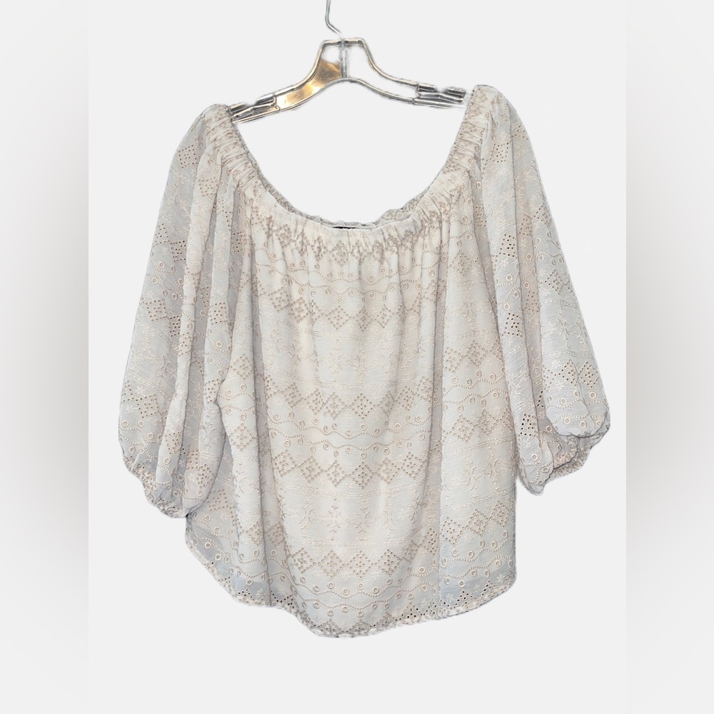 EXPRESS BOHO Off The Shoulder Embroidered Statement Top